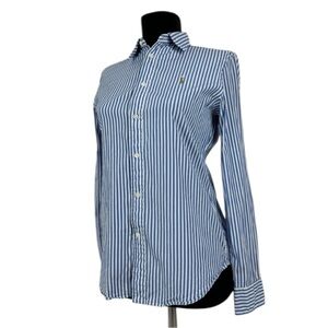 Polo Ralph Lauren slim stretch Blue Striped Button-Up Shirt size 8 fitted